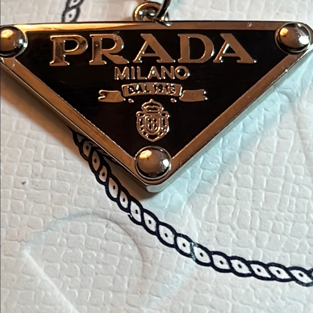 Prada Metallic Keychain with Logo Charm - Picture 5 of 6
